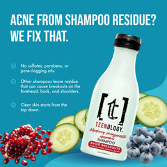 Teenology Teen Shampoo textura cremosa ideal para uso diario y cabello hidratado.