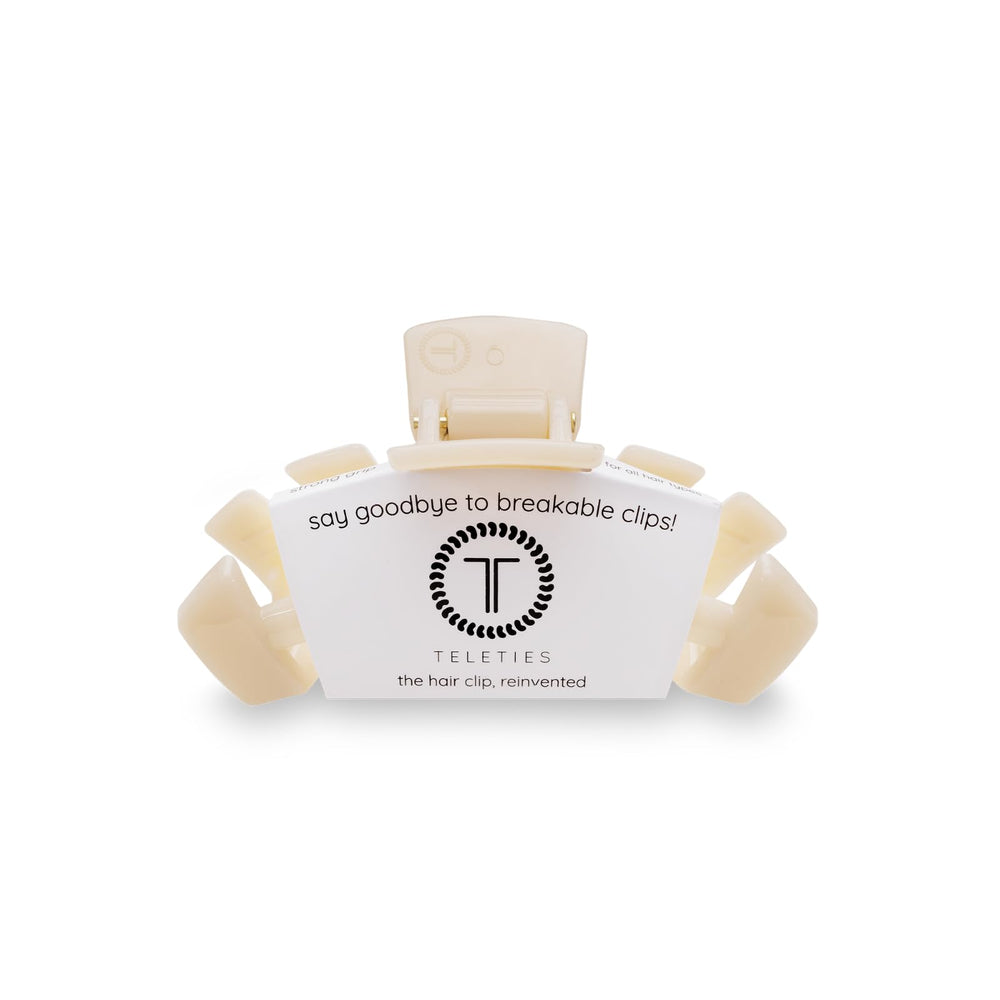 Teleties pinza pequeña en tono almendra-beige, ideal para cabello fino y peinados simples.