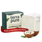 Terra Pure barra de acondicionador con manteca de cacao para suavidad.