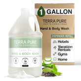 Terra Pure Jabon Hotel Galón Dispensador: recarga rápida para locales comerciales.