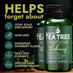 Terramed Champú árbol de té etiqueta cercana para cabello saludable