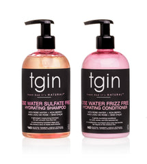 TGIN champú Rose Water para cabello rizado, limpia suavemente y define rizos.