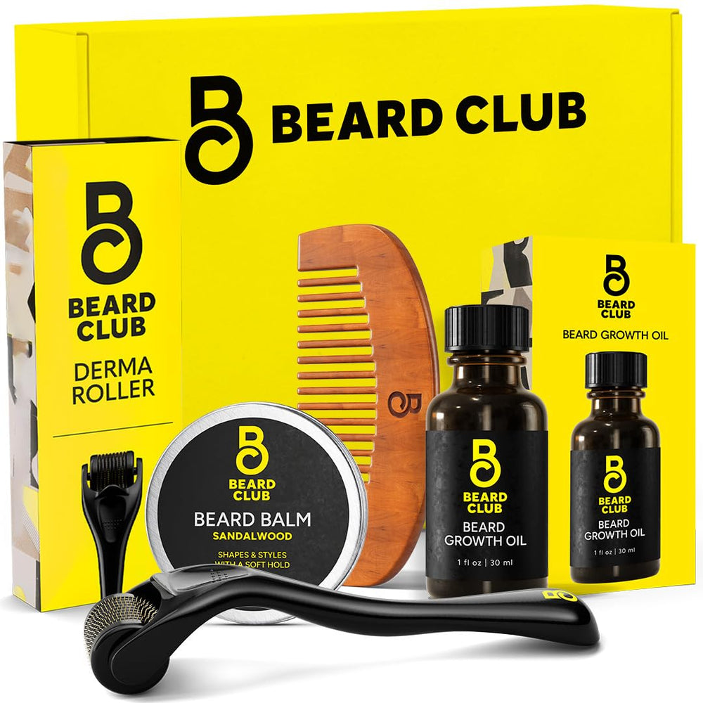 The Beard Club Derma Roller en el rostro para cuidado facial diario