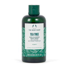 The Body Shop Tea Tree limpiador corporal, botella vertiendo, limpieza purificante para piel grasa