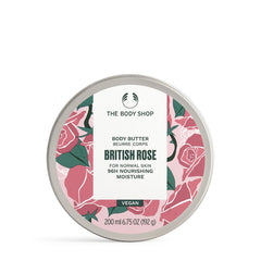 The Body Shop British Rose Body Butter envase de aluminio, hidratación duradera para piel normal