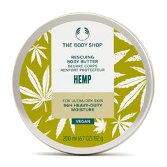 The Body Shop Hemp Body Moisturizer en envase de aluminio, opción sostenible para hidratación