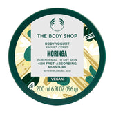 The Body Shop Moringa Body Yogurt en el bote, hidratación rápida para piel suave.
