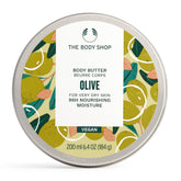 The Body Shop Olive Body Butter, bote cremoso, hidrata piel muy seca con sensación suave.