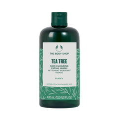 The Body Shop Tea Tree Skin Clearing Facial Wash bottle pour for daily cleansing and oil control.