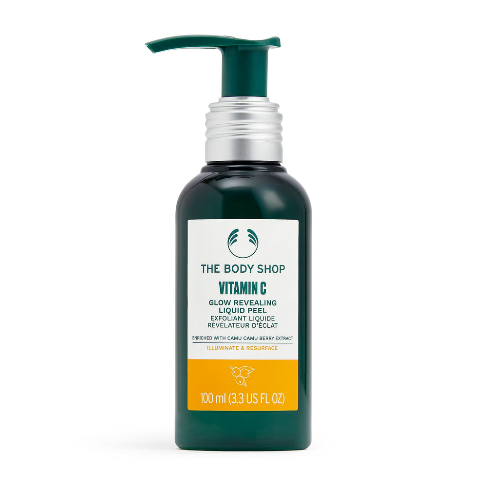 The Body Shop Vitamin C Glow Peel, envase visible, ideal para iniciar tu rutina de cuidado luminoso.