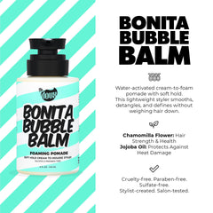 Bonita Bubble Balm controla el frizz y aporta brillo en cabellos rizados.