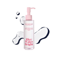 The Face Shop: botella del aceite limpiador Rice Water Bright para limpieza suave.
