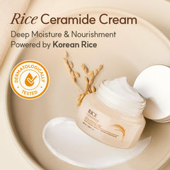 Textura sedosa de The Face Shop Rice Ceramide Cream para aplicación cómoda