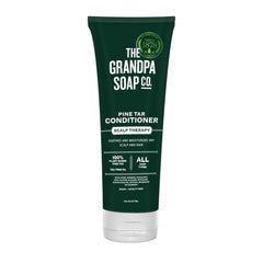 La botella del Acondicionador Pine Tar de The Grandpa Soap Company suaviza el cabello.