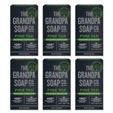 The Grandpa Soap Company Jabon Tar de Pino en Barra frente, limpieza y aroma amaderado.