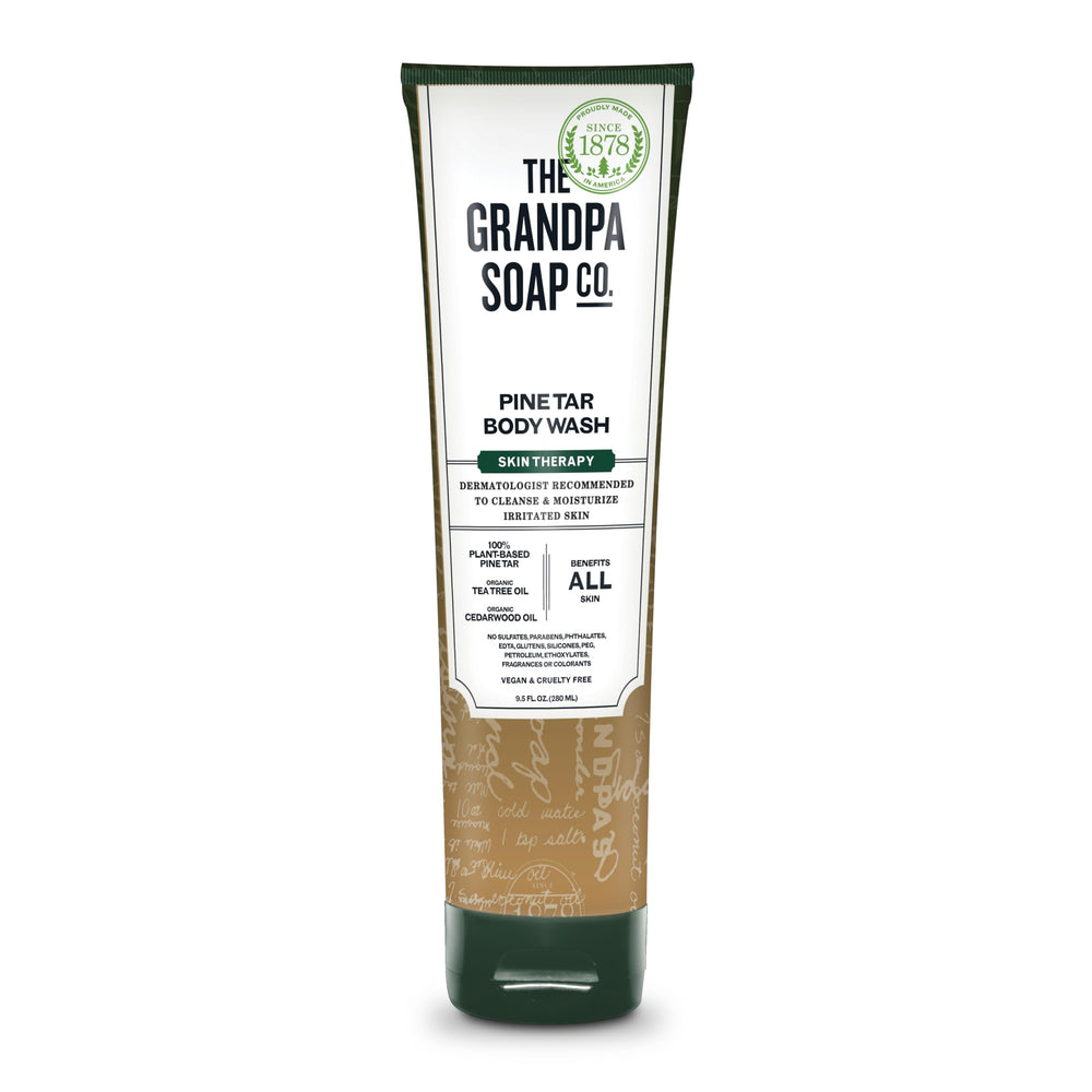 The Grandpa Soap Company Pine Tar Body Wash en botella, limpieza suave y acondicionamiento para piel sensible