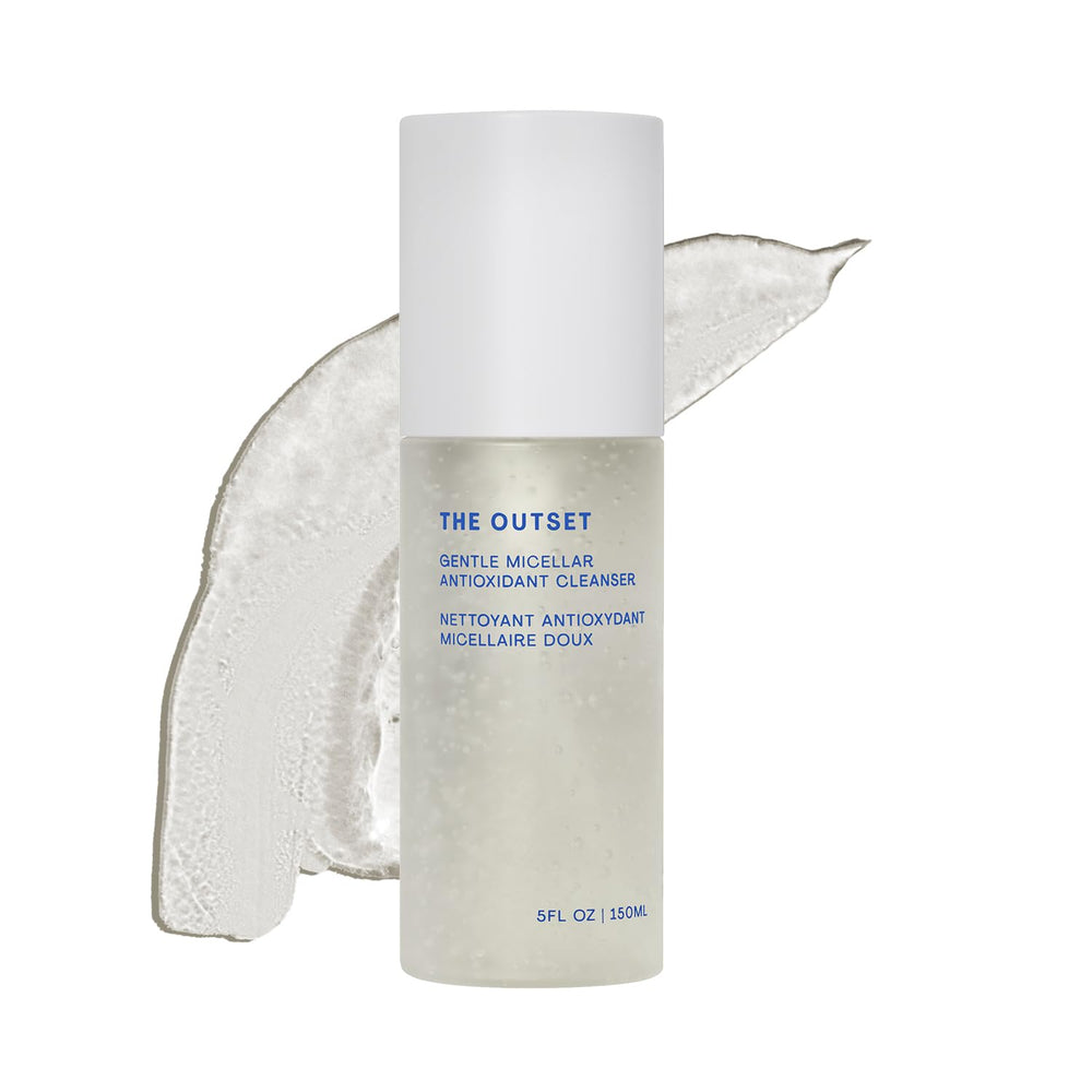 The Outset nettoyant micellaire antioxydant: bouteille-pompe pratique pour un rituel hydratant.
