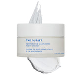 The Outset Restorative Niacinamida y Bakuchiol, botella de crema nocturna para cuidado diario.