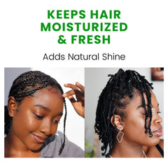 The Roots Naturelle Braid Sheen Spray para trenzas, alivio del picor.