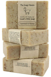 The Soap Haven Oatmeal Honey Goat Milk bar close-up showing creamy texture for gentle cleansing