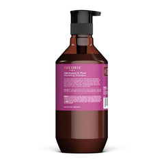 Theorie Helichrysum y Plum Champú, etiqueta variable, diseño atractivo en estante.