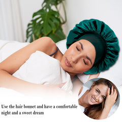 Bonete de seda Theyakmer khaki para dormir, ideal para cabello rizado y encrespamiento reducido.