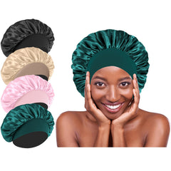 Gorro de seda Theyakmer negro para dormir, protege el cabello y reduce enredos nocturnos.