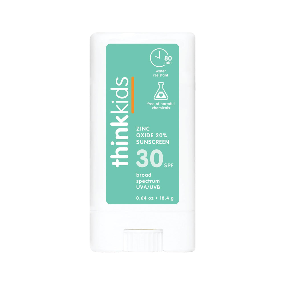 Thinksport protector mineral para niños en barra SPF 30, fácil de aplicar.