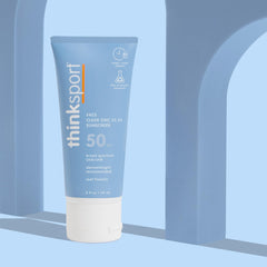 Thinksport: óxido de zinc no nano, fórmula mineral limpia para la piel.