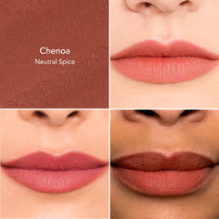 Muestra de color translúcido suave de Thrive Causemetics para labios.