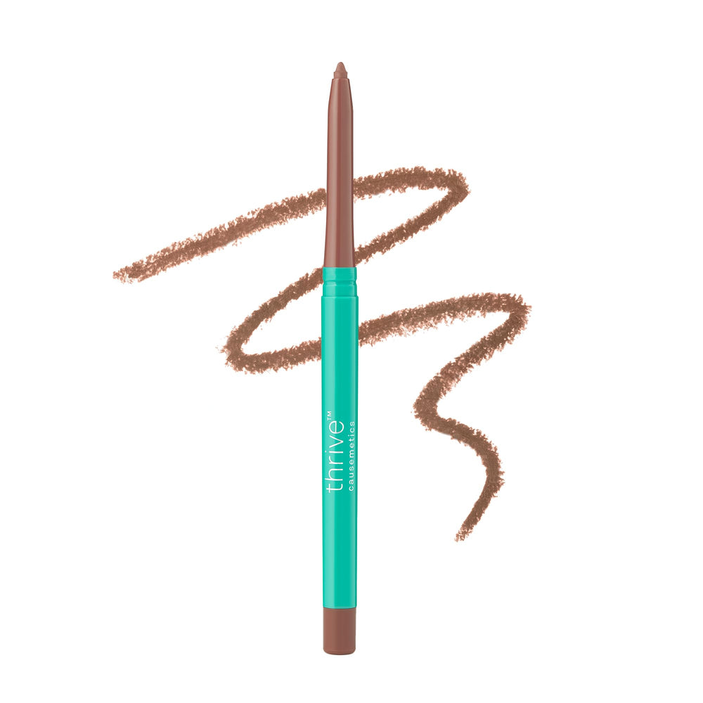 Perfilador labial Thrive Causemetics relleno Kackie Mocha para definición de labios y color duradero.