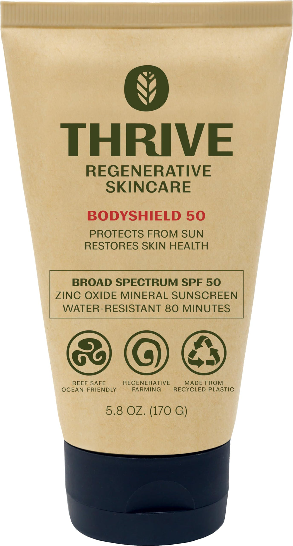 Protector solar Thrive Natural Care en botella con protección para arrecifes