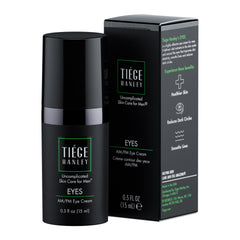 Crème contour des yeux Tiege Hanley, flacon-pompe pour une application précise et rapide, regard frais.
