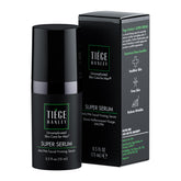 Tiege Hanley Super Serum frasco, absorción rápida para piel fresca.