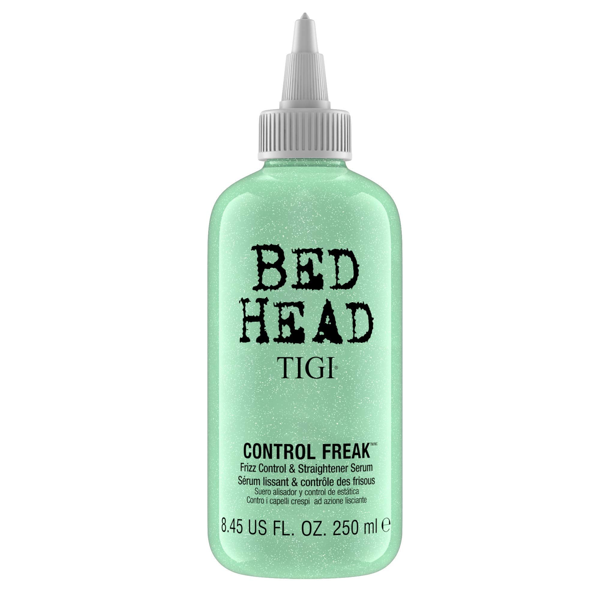 Sérum TIGI Bed Head Control Freak, flacon visible, offre douceur et brillance.
