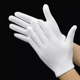 Guantes blancos de algodón Tihzheoy para manos secas, ideal para cuidado nocturno de la piel.