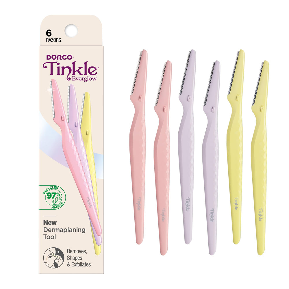Tinkle Everglow Dermaplane Razor, vista general del set para dermaplaning suave y eficaz.