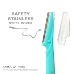 Tinkle razor blades with anti-nick design protecting sensitive skin during grooming.
