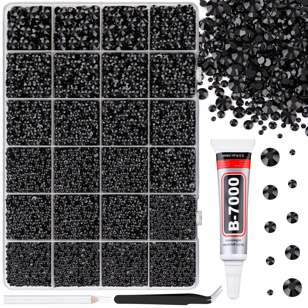 Piedras de resina negras TINKRSTUFF en caja con rejillas para manualidades, brillo duradero