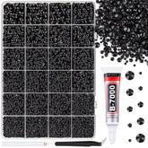 Piedras de resina negras TINKRSTUFF en caja con rejillas para manualidades, brillo duradero