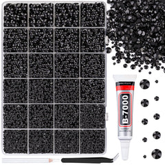 Piedras de resina negras TINKRSTUFF en caja con rejillas para manualidades, brillo duradero