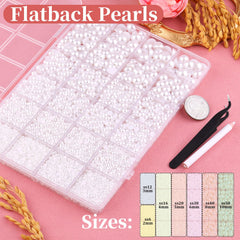 TINKRSTUFF perlas planas blancas 3 mm para incrustaciones suaves en calzado y uñas