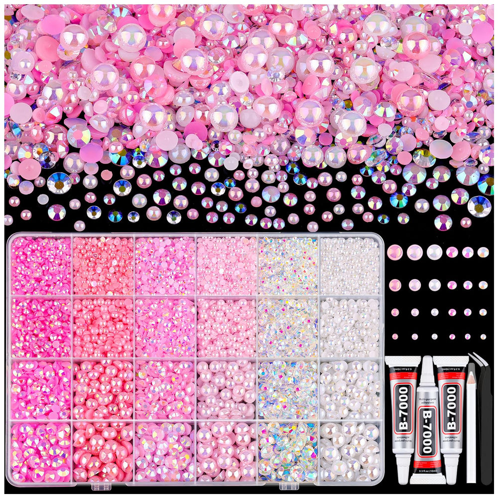 Perlas planas TINKRSTUFF rosadas para uñas y manualidades con brillo elegante.