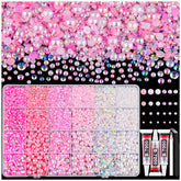 Perlas planas TINKRSTUFF rosadas para uñas y manualidades con brillo elegante.