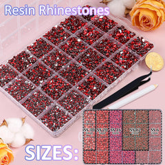 Piedras de resina rojas TINKRSTUFF 3 mm con facetas para joyería.