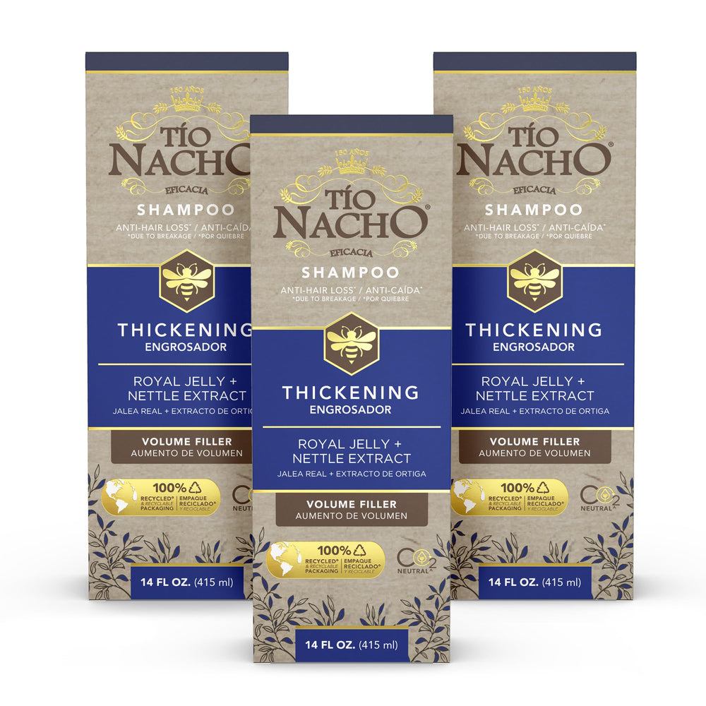 Tio Nacho Thickening Shampoo bottle promotes volume for thinning hair.
