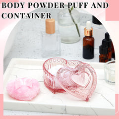 Tioncy pot poudre cristal rose, contenant élégant pour poudrer visage et corps.