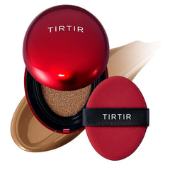 Base TIRTIR Mask Fit Red Cushion en botella, cobertura suave para tono uniforme.