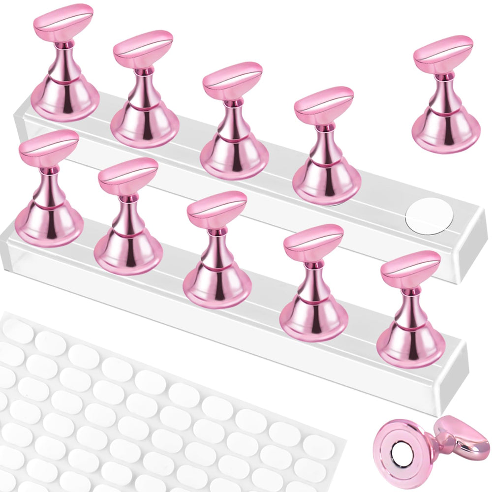 TKYZMS portauñas rosa: dos conjuntos para exhibir y practicar uñas con base estable.