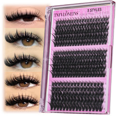 Pestañas TNFVLONEINS: conjuntos ondulados y espigados para un look intenso.